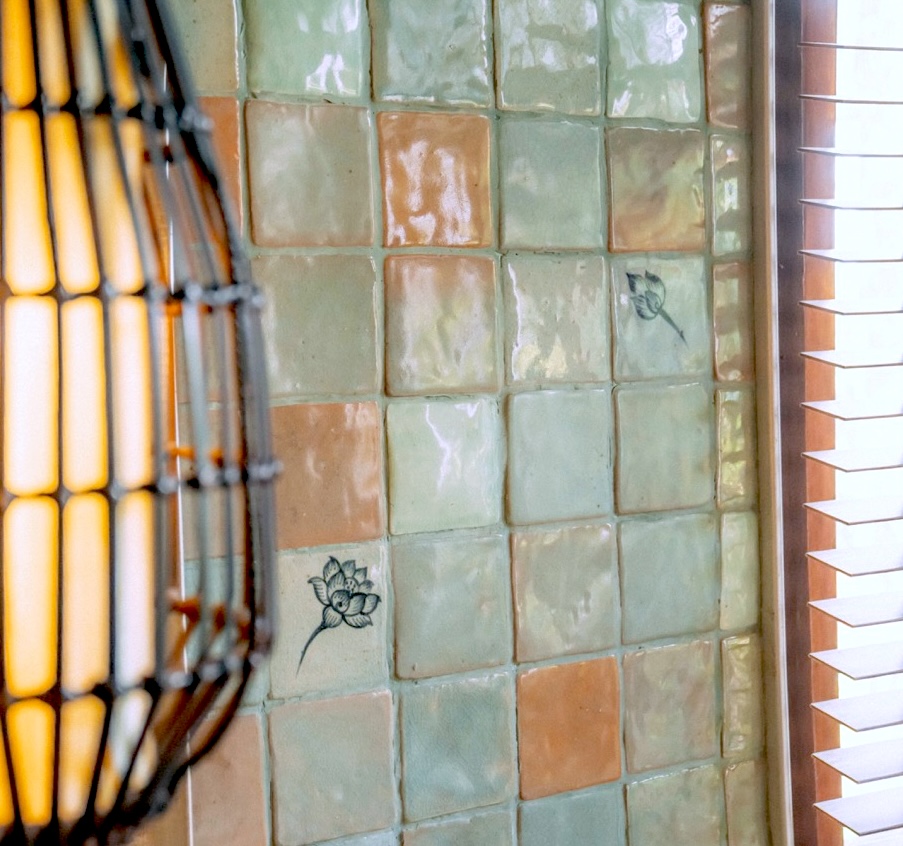 Hand-painted ceramic tiles inspired by Sukhothai craftsmanship